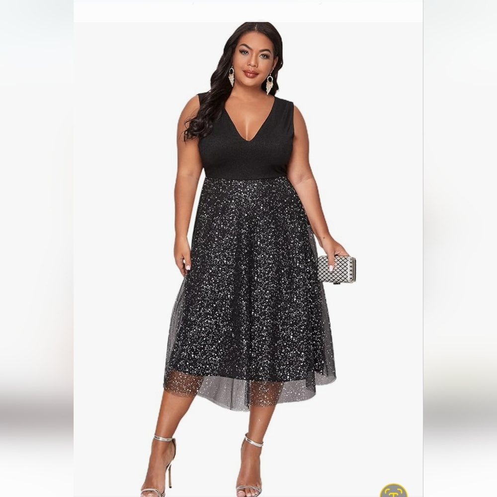Amazon Black Dress with Silver Glitter